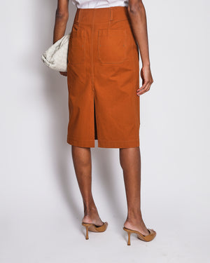 Hermès Burnt Orange Utility Midi Skirt Size FR 36 (UK 8)