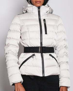 Goldbergh Silver and Black Contrast High Collar Puffer Jacket size UK 10