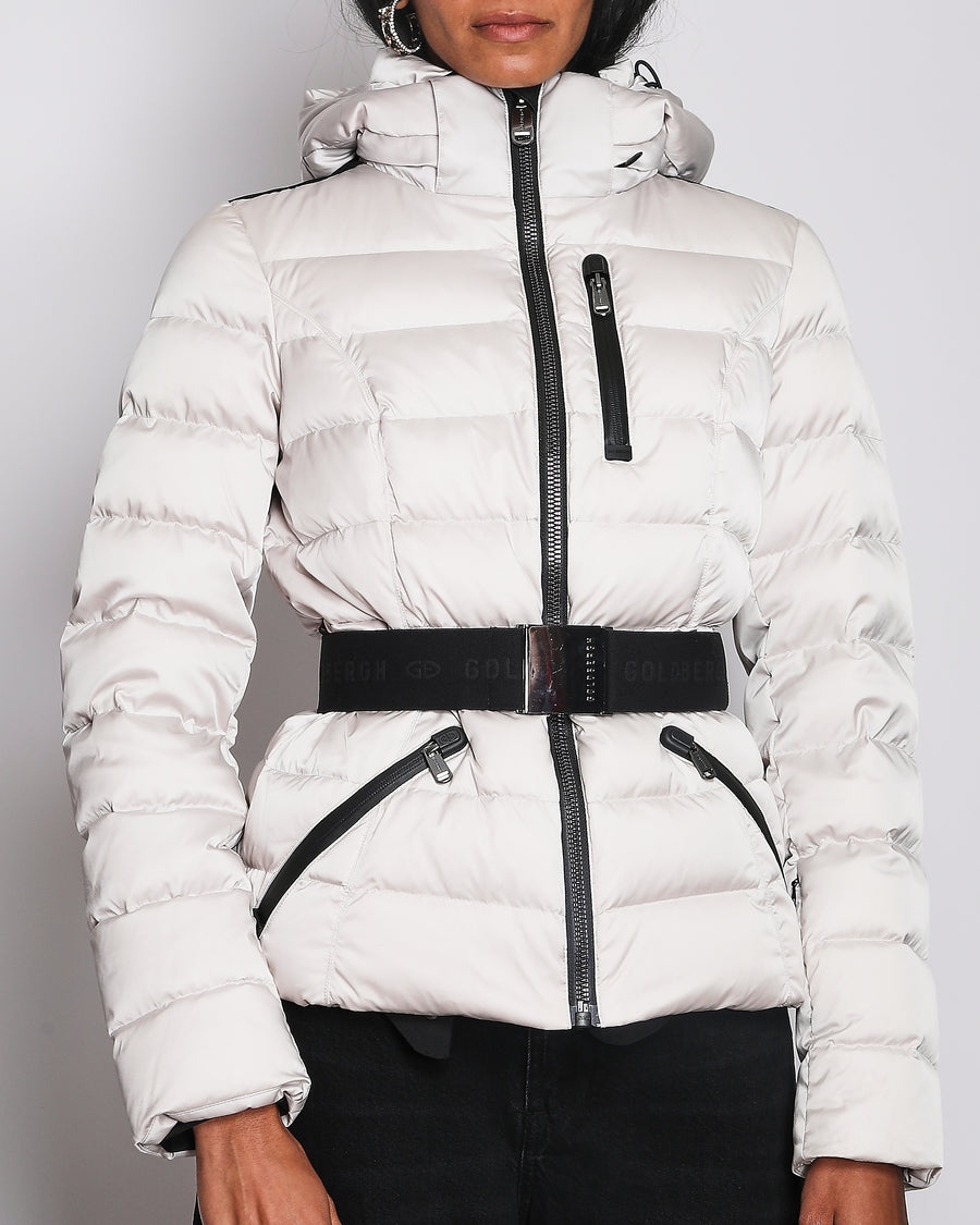 Goldbergh Silver and Black Contrast High Collar Puffer Jacket size UK 10