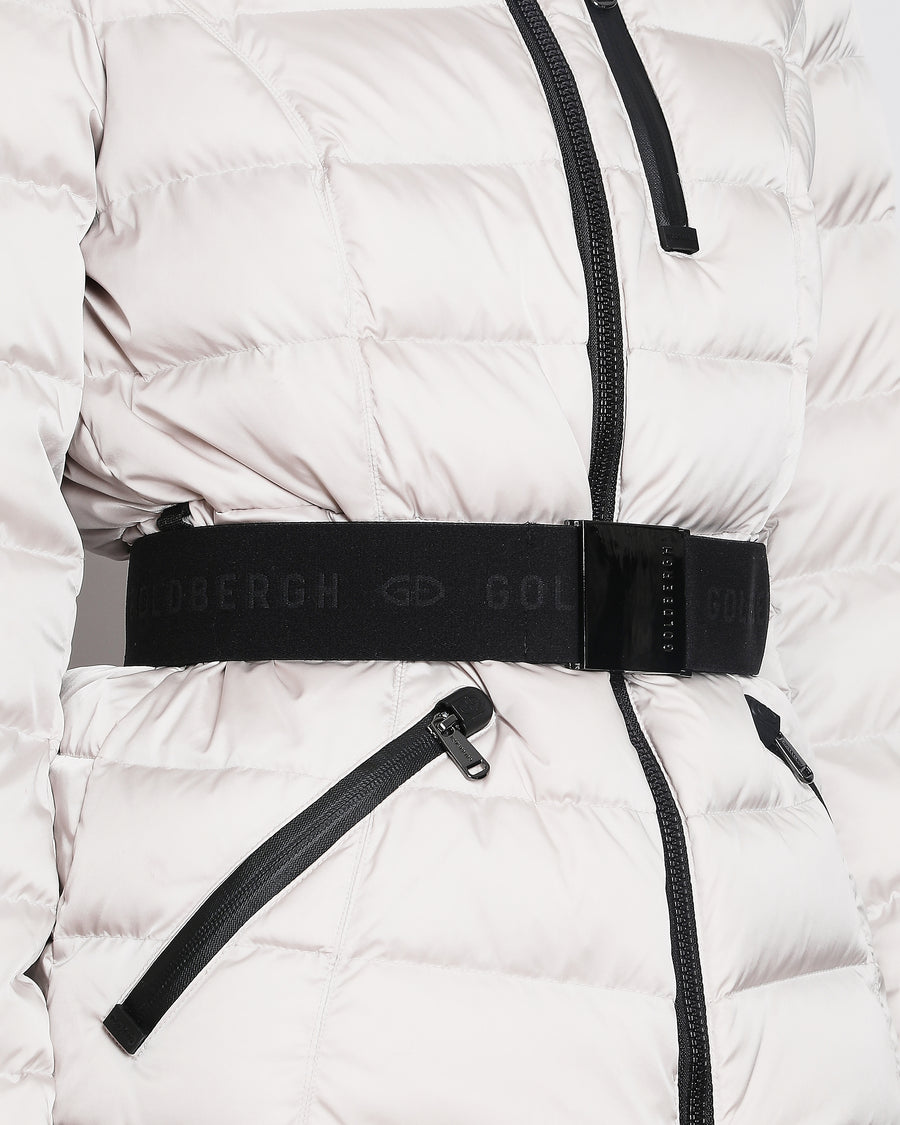 Goldbergh Silver and Black Contrast High Collar Puffer Jacket size UK 10