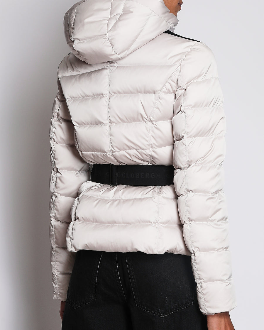 Goldbergh Silver and Black Contrast High Collar Puffer Jacket size UK 10