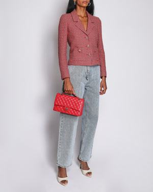 Chanel 17/P Coral Tweed Single Breasted Button Down Jacket Size FR 34 (UK 6)