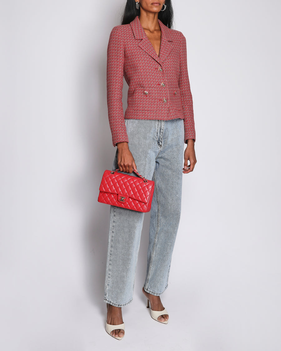 Chanel 17/P Coral Tweed Single Breasted Button Down Jacket Size FR 34 (UK 6)