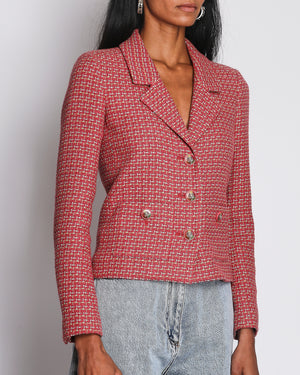 Chanel 17/P Coral Tweed Single Breasted Button Down Jacket Size FR 34 (UK 6)
