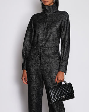Chanel Black Glittery Long Sleeve Jumpsuit with ZIp Detail Size FR 36 (UK 8)