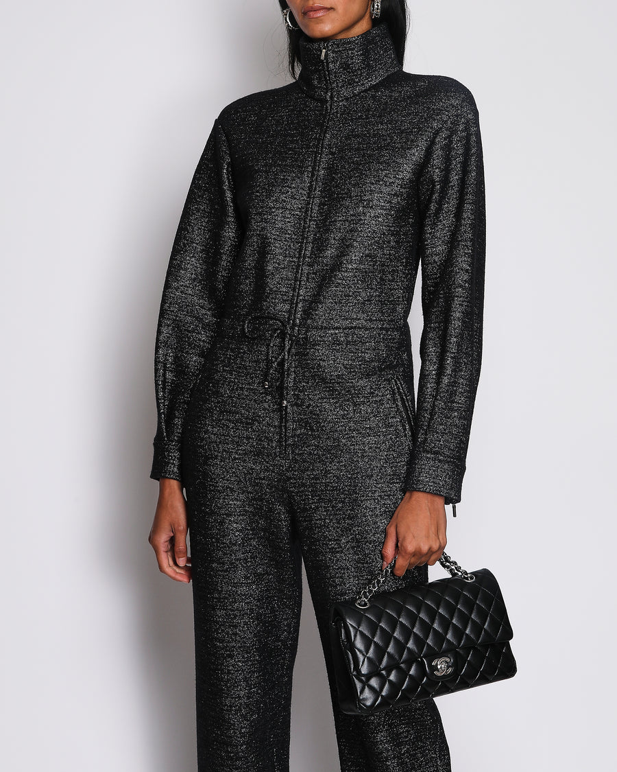 Chanel Black Glittery Long Sleeve Jumpsuit with ZIp Detail Size FR 36 (UK 8)