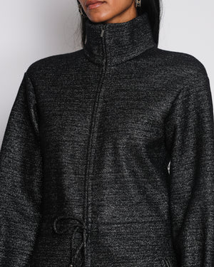 Chanel Black Glittery Long Sleeve Jumpsuit with ZIp Detail Size FR 36 (UK 8)