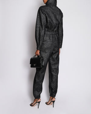 Chanel Black Glittery Long Sleeve Jumpsuit with ZIp Detail Size FR 36 (UK 8)