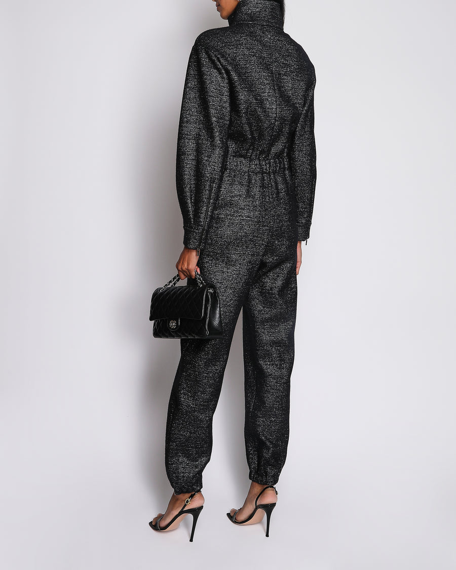 Chanel Black Glittery Long Sleeve Jumpsuit with ZIp Detail Size FR 36 (UK 8)