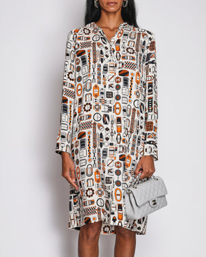 Hermès Cream Long Sleeve Debardeur Midi Button Dress Size FR 40 (UK 12)