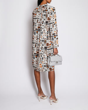 Hermès Cream Long Sleeve Debardeur Midi Button Dress Size FR 40 (UK 12)