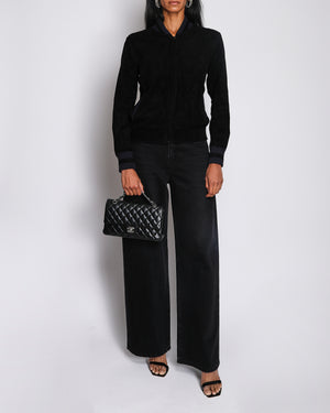Chanel Navy Reversible Towelling Varsity Jacket with Ribbed Detail Size FR 38 (UK 10)