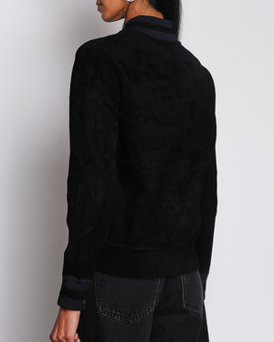 Chanel Navy Reversible Towelling Varsity Jacket with Ribbed Detail Size FR 38 (UK 10)