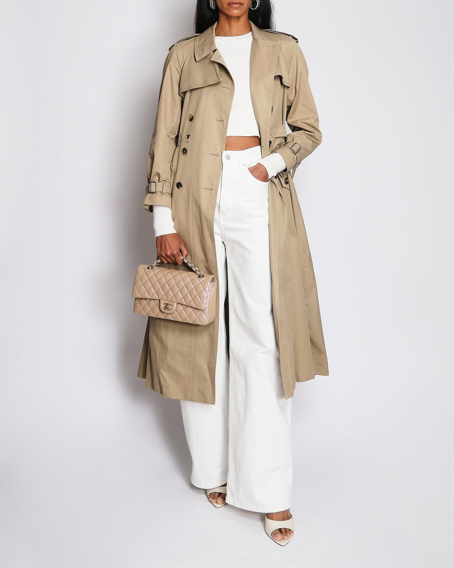 Christian Dior Beige Single Breasted Trench Coat with Logo Bee Detail Size FR 38 (UK 10)