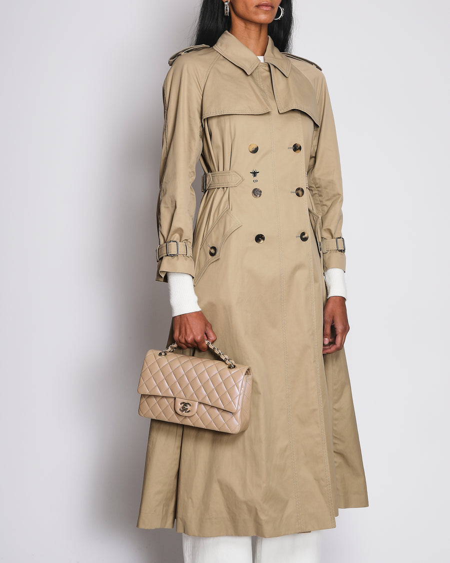 Christian Dior Beige Single Breasted Trench Coat with Logo Bee Detail Size FR 38 (UK 10)