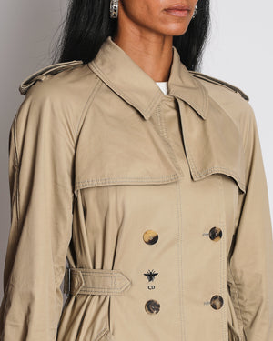 Christian Dior Beige Single Breasted Trench Coat with Logo Bee Detail Size FR 38 (UK 10)