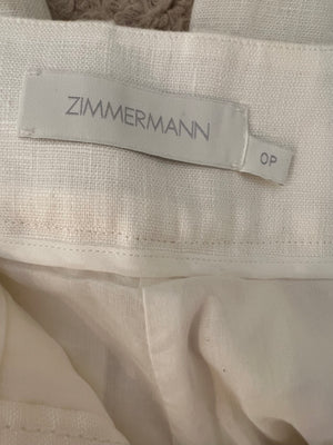 Zimmermann White Linen Wide Leg Trousers Size 0P (UK 6)