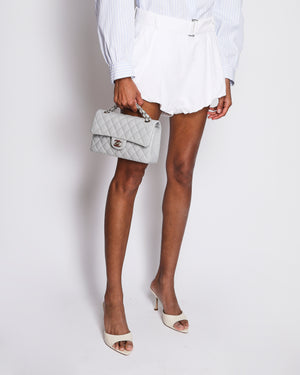 Magda Burtrym White Mini Bubble Shorts with Belt and Silver Buckle Detail Size FR 38 (UK 6)