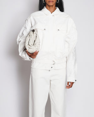 Magda Burtrym White Mini Bubble Shorts with Belt and Silver Buckle Detail Size FR 38 (UK 6)