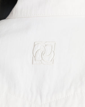 Magda Butrym White Cotton Oversized Jacket with Silver Zip, Pockets and Belt Details Size FR 36 (UK 8)