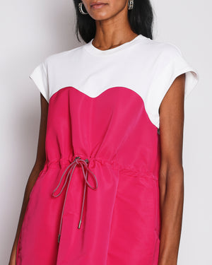 Alexander McQueen Pink and White Colourblock Mini Short Sleeve Dress with Adjustable Drawstring Waist and Pocket Detail Size IT 42 (UK 10)