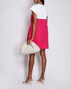 Alexander McQueen Pink and White Colourblock Mini Short Sleeve Dress with Adjustable Drawstring Waist and Pocket Detail Size IT 42 (UK 10)