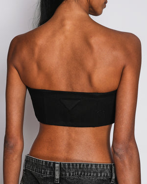 Prada Black Denim Sleeveless Corset Bralette Top with Triangle Detail Size IT 40 (UK 8)