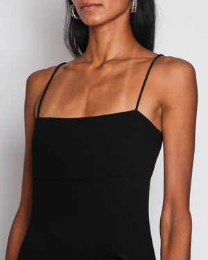 Magda Butrym Black Silk Asymmetric Maxi Dress with Ruffle, Buttons and Flower Applique Size FR 34 (UK 6)