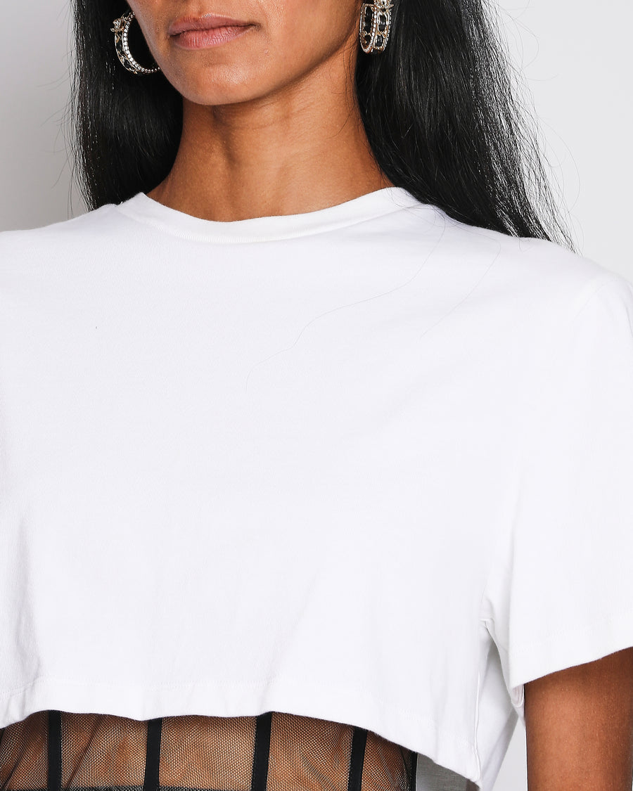Alexander McQueen White Cropped Shirt With Black Corset Detail Size IT 40 (UK 8)