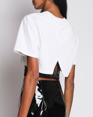 Alexander McQueen White Cropped Shirt With Black Corset Detail Size IT 40 (UK 8)