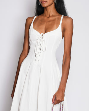Chloé White Textured Sleeveless Maxi Dress with Front Lace Detail Size XS (UK 6)