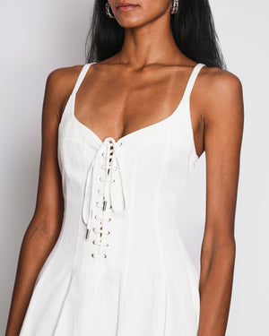Chloé White Textured Sleeveless Maxi Dress with Front Lace Detail Size XS (UK 6)