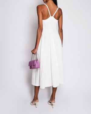 Chloé White Textured Sleeveless Maxi Dress with Front Lace Detail Size XS (UK 6)