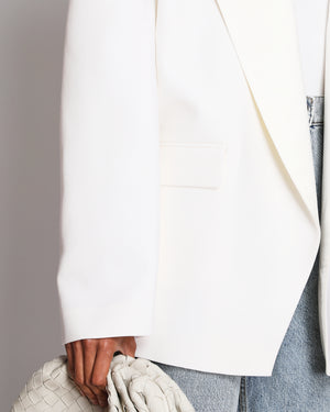 Magda Butrym White Oversized Blazer Jacket with Shoulder Pads Size FR 38 (UK 10)