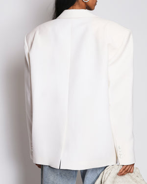 Magda Butrym White Oversized Blazer Jacket with Shoulder Pads Size FR 38 (UK 10)