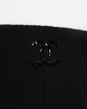 Chanel 22/S Black and White Sleeveless Jumpsuit with CC Logo and Chain Strap Detail Size FR 40 (UK 12)