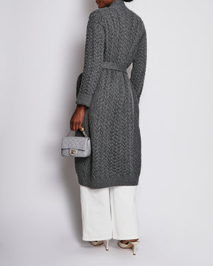 Loro Piana Grey Cashmere Knitted Long Cardigan with Belt Size IT 44 (UK 12) RRP £3,000
