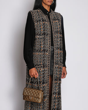 Chanel 16/A Navy and Orange Tweed Longline Sleeveless Vest Size FR 44 (UK 16)