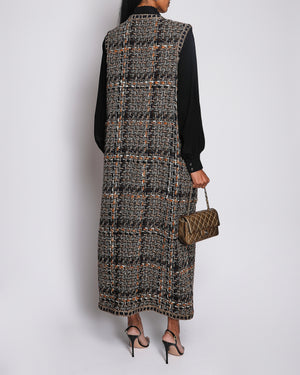 Chanel 16/A Navy and Orange Tweed Longline Sleeveless Vest Size FR 44 (UK 16)