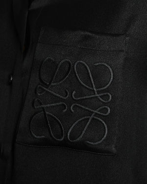 Loewe Black Silk Long-Sleeved Shirt and Trouser Set with Logo Detail Size FR 34 (UK 6) RRP £2,230