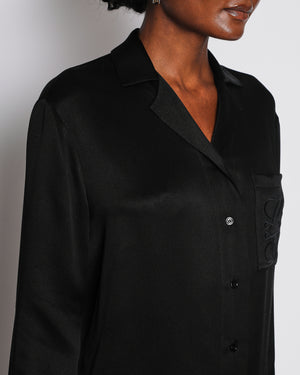 Loewe Black Silk Long-Sleeved Shirt and Trouser Set with Logo Detail Size FR 34 (UK 6) RRP £2,230