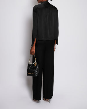 Loewe Black Silk Long-Sleeved Shirt and Trouser Set with Logo Detail Size FR 34 (UK 6) RRP £2,230