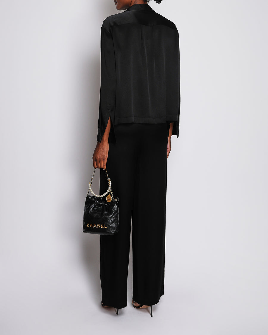 Loewe Black Silk Long-Sleeved Shirt and Trouser Set with Logo Detail Size FR 34 (UK 6) RRP £2,230