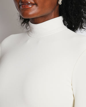Brandon Maxwell White Wool Long-Sleeve High-Neck Gown with Back Slit Detail Size US 0 (UK 4)