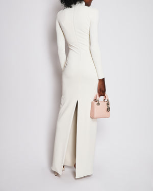 Brandon Maxwell White Wool Long-Sleeve High-Neck Gown with Back Slit Detail Size US 0 (UK 4)
