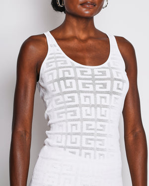 Givenchy White Knit Logo Tank Top with Matching Trouser Set Size XS (UK 6)