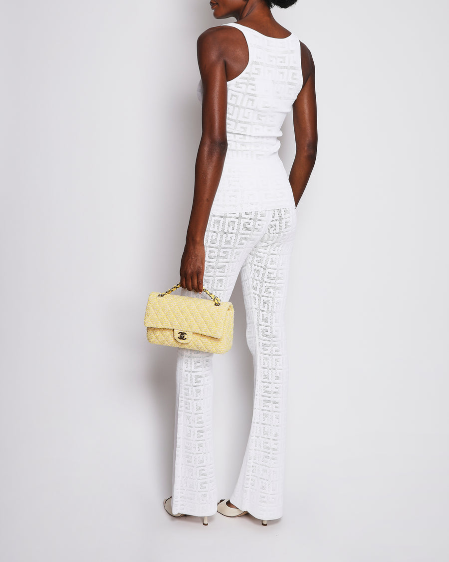 Givenchy White Knit Logo Tank Top with Matching Trouser Set Size XS (UK 6)