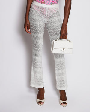 Missoni Mare White Knit Zig-Zag Pattern Flare Trousers Size IT 40 (UK 8) RRP £860