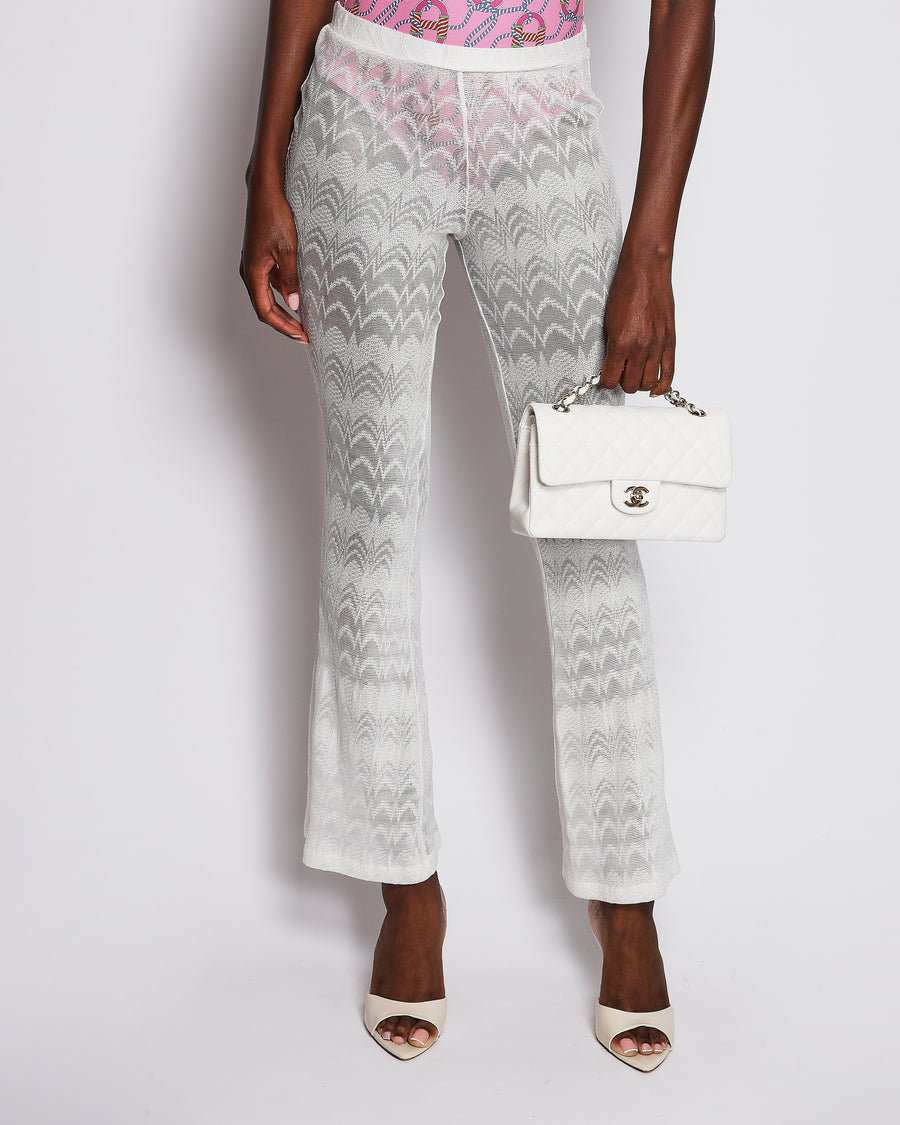 Missoni Mare White Knit Zig-Zag Pattern Flare Trousers Size IT 40 (UK 8) RRP £860