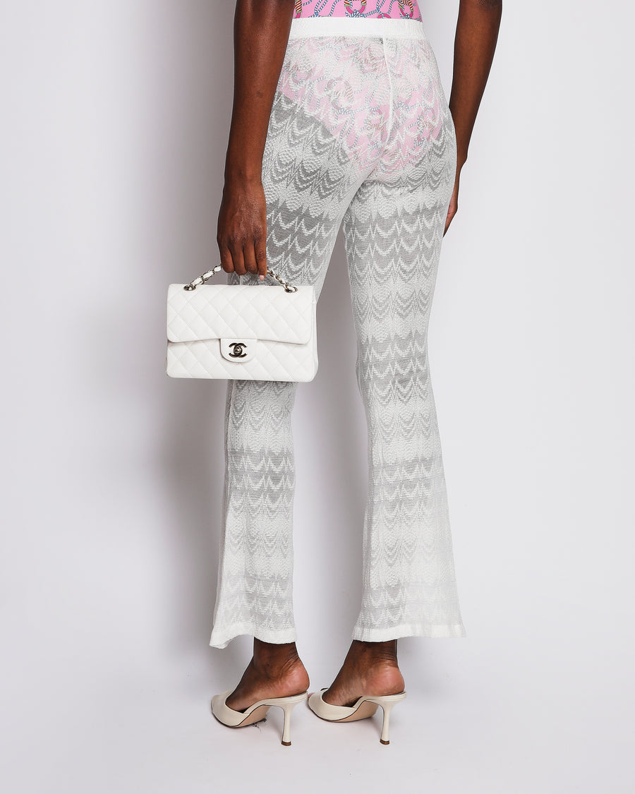Missoni Mare White Knit Zig-Zag Pattern Flare Trousers Size IT 40 (UK 8) RRP £860